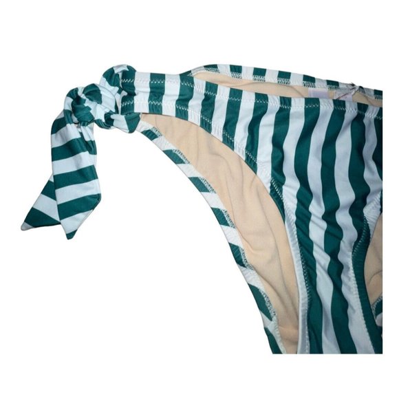 LC Lauren Conrad Juniors Striped Hipster Bikini Swim Bottom XS Green White NWT - Picture 4 of 8